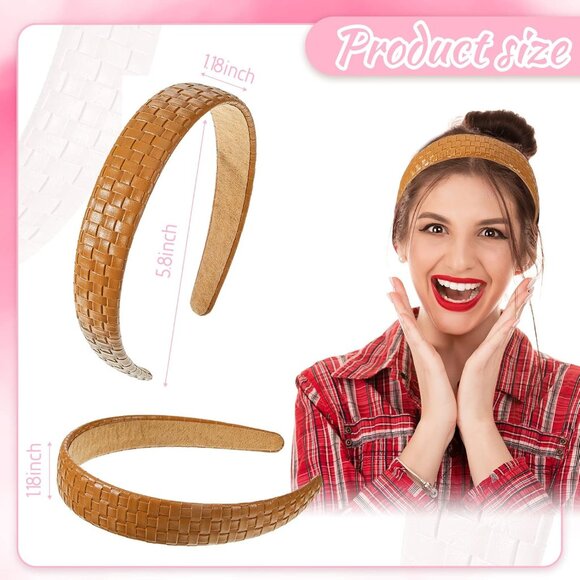 Leather Headbands for Women Wide Knotted Non Slip Hair Accessories Pack - Picture 2 of 7